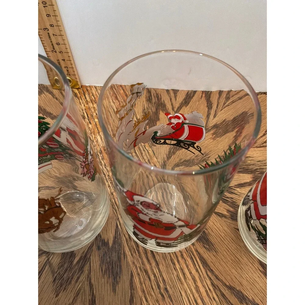 Christmascore Unisex Unbranded Santa Christmas Tree Glass Tumbler Set 4 Clear